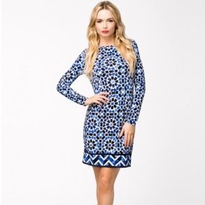 Michael Kors Mosaic Geometric Amalfi blue dress 
